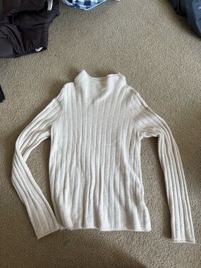 Madewell Cream Ribbed Turtleneck Sweater